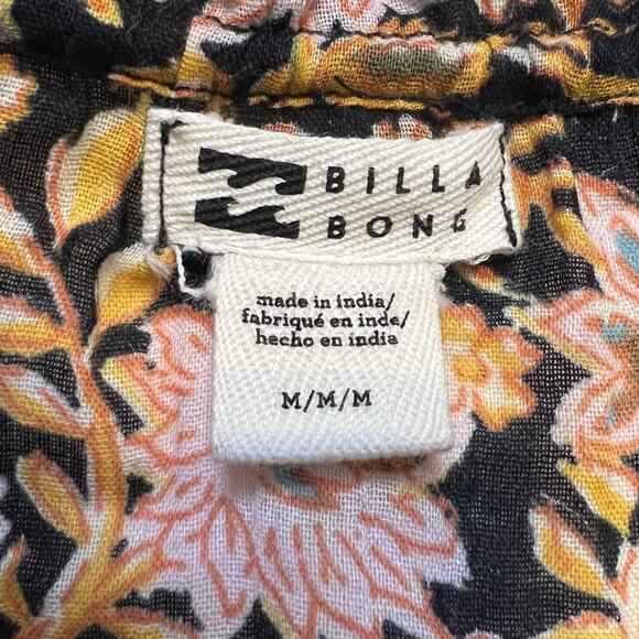 Billabong Womens Cotton Sun Fire Peasant Top Mixed Print Semi-Sheer Size M Boho - Picture 12 of 16